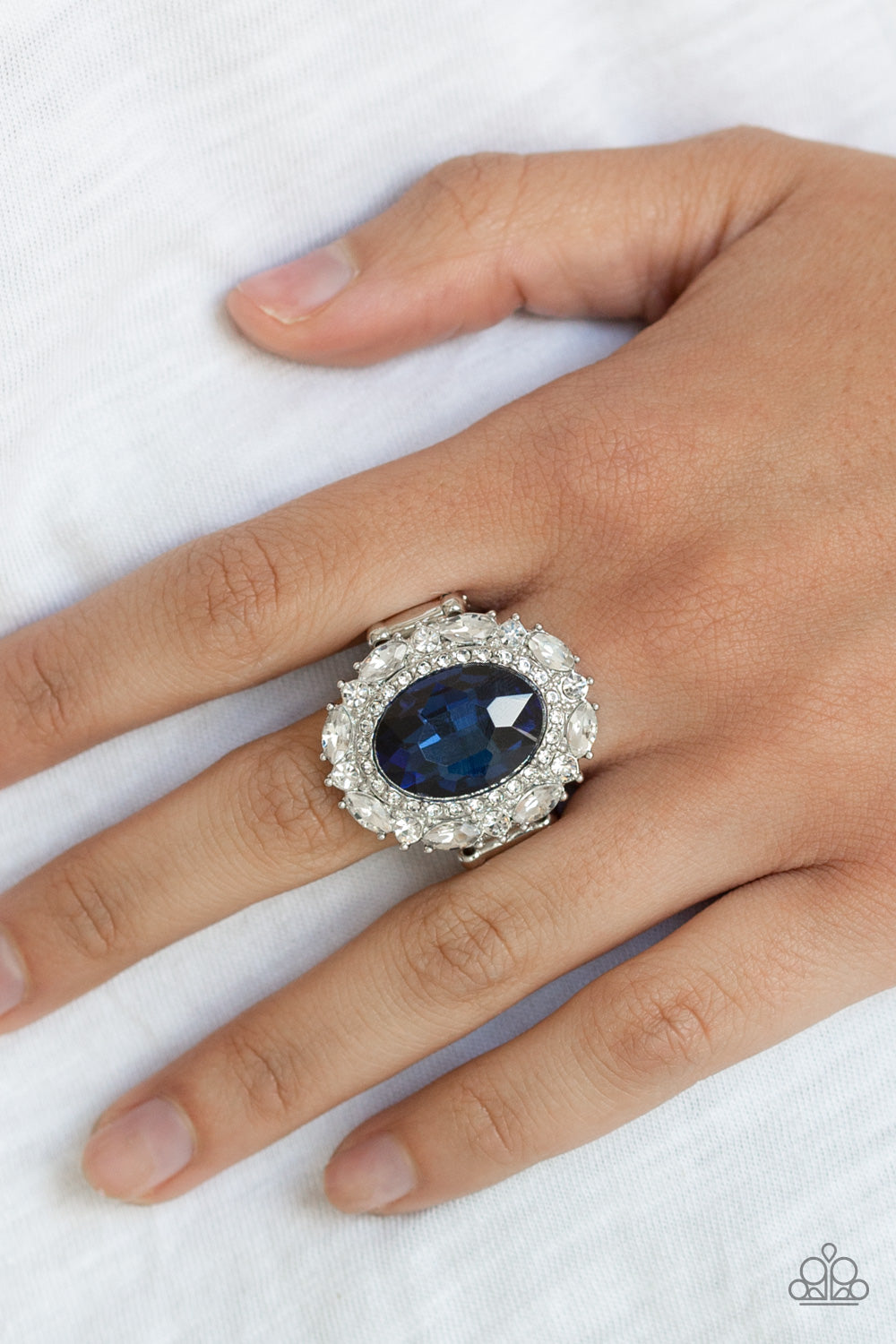 Show Glam Blue Rhinestone Ring Paparazzi Accessories