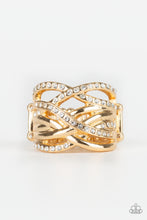 Load image into Gallery viewer, High Rollin Gold Rhinestone Ring Paparazzi Accessories