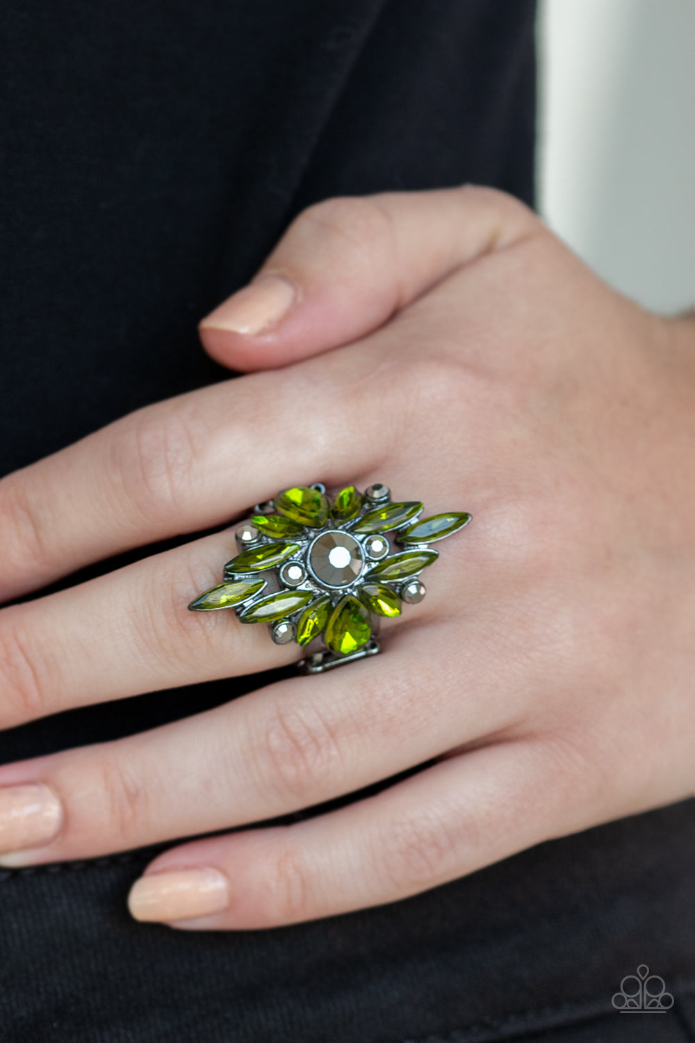 Stand Back Green Gunmetal Ring Paparazzi Accessories