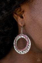 Load image into Gallery viewer, Cinematic Shimmer Red Rhinestone Earring Paparazzi Accessories