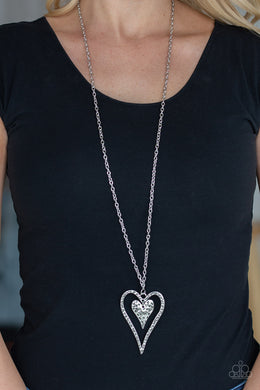 Hardened Hearts Silver Necklace Paparazzi Accessories