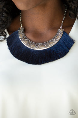 Might and Mane Blue Fringe Necklace Paparazzi Accessories