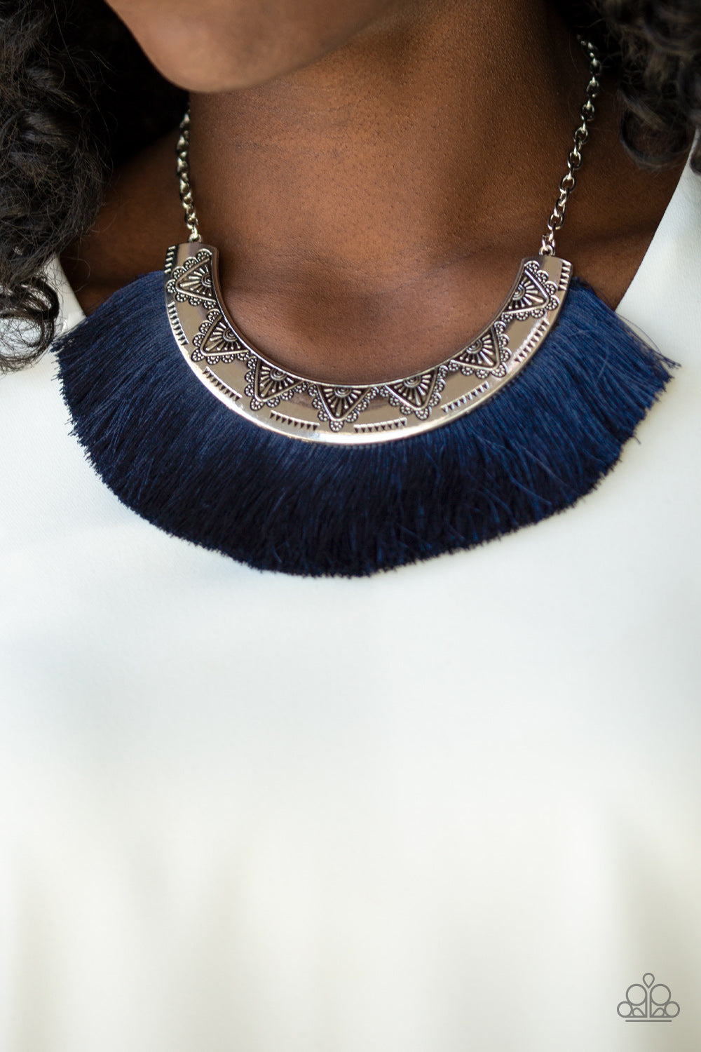 Might and Mane Blue Fringe Necklace Paparazzi Accessories
