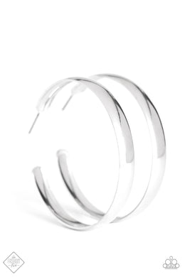 A Double Feature Silver Hoop Earring Paparazzi Accessories