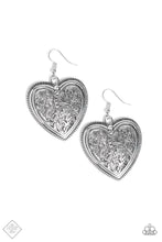 Load image into Gallery viewer, Victorian Devotion Silver Heart Earrings Paparazzi Accessories