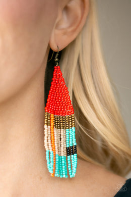 Beaded Boho Red Seed Bead Earring Paparazzi Accessories