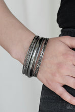 Load image into Gallery viewer, Clique Here Black Gunmetal Bangle Bracelet Paparazzi Accessories