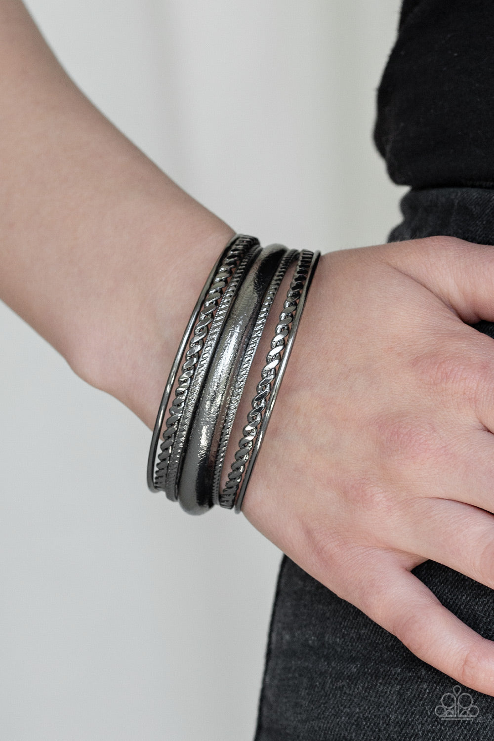 Clique Here Black Gunmetal Bangle Bracelet Paparazzi Accessories