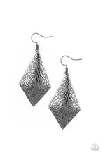 Load image into Gallery viewer, Texture Textile Black Gunmetal Earrings Paparazzi Accessories