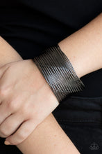 Load image into Gallery viewer, Retro Revamp Black Gunmetal Cuff Bracelet Paparazzi Accessories