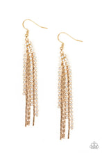 Load image into Gallery viewer, Red Carpet Bombshell - Gold Rhinestone Earrings Paparazzi Accessories