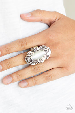 Oceanside Oracle White Moonstone Ring Paparazzi Accessories