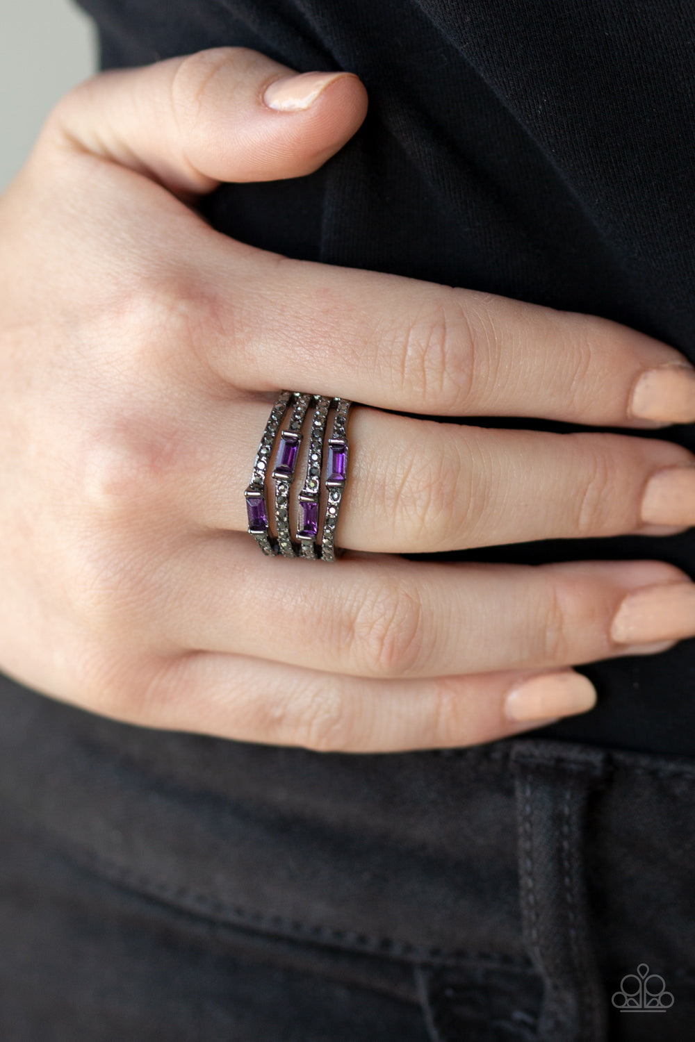 Royal Reflections Purple Gunmetal Ring Paparazzi Accessories