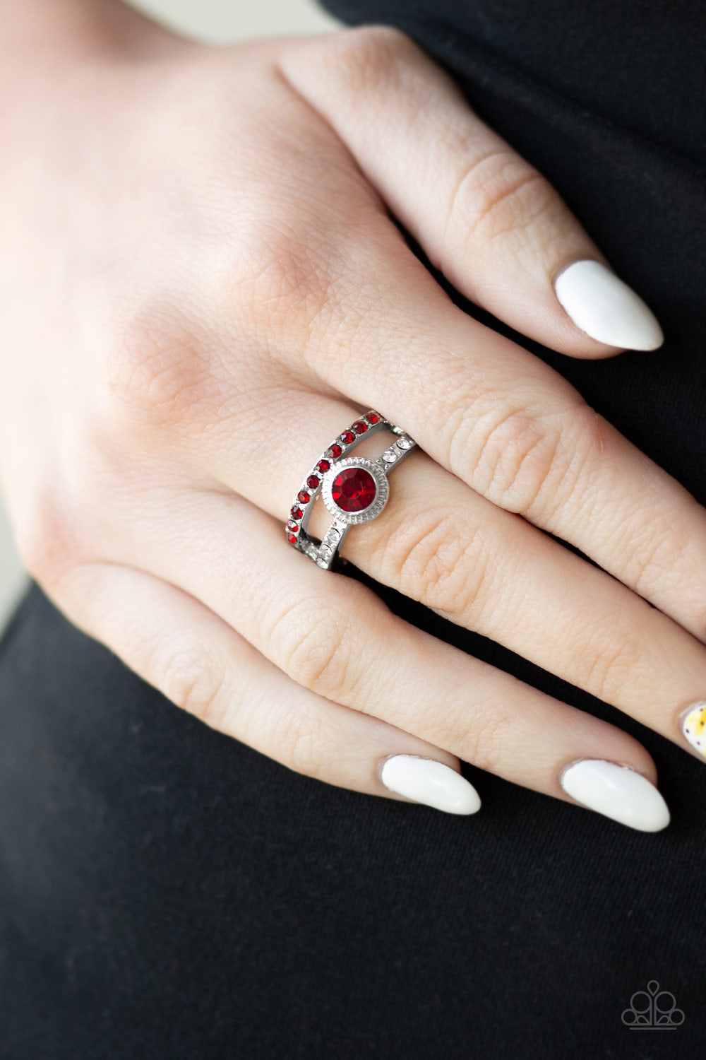 Glow Me Away Red Rhinestone Ring Paparazzi Accessories