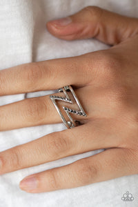 Hematite,rhinestones,Wide Back,5th Avenue Flash Silver Ring