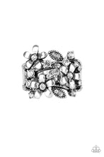 Load image into Gallery viewer, Gardenia Gleam - White Floral Rhinestone Ring Paparazzi Accessories