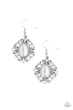 Load image into Gallery viewer, Totally Glown Away White Cat&#39;s Eye Earring Paparazzi Accessories