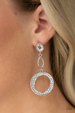 On The Glamour Scene White Rhinestone Post Earring Paparazzi Accessories