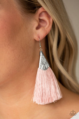 In Full Plume Pink Fringe Earrings Paparazzi Accessories