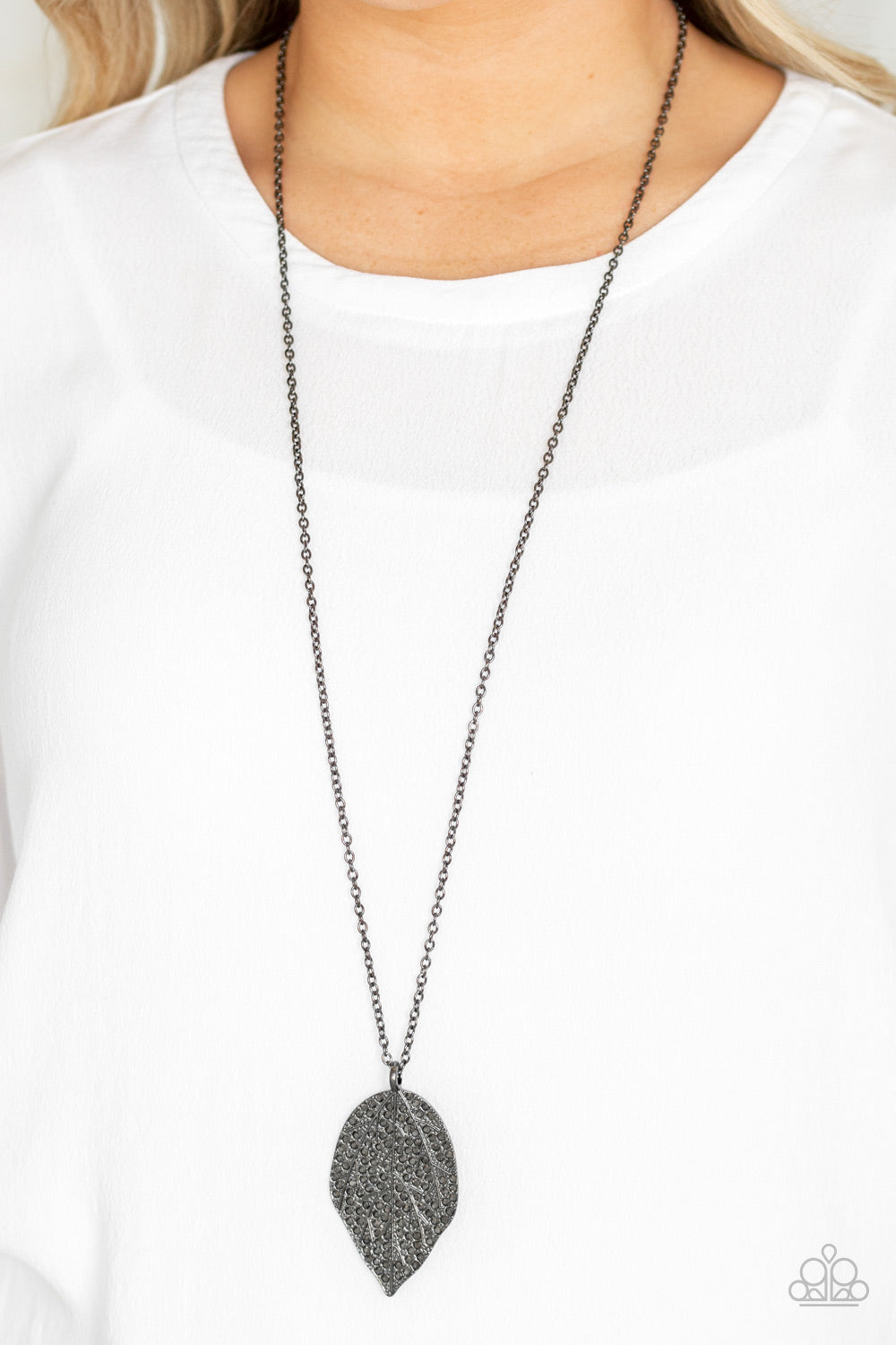 Natural Re-Leaf Black Gunmetal Necklace Paparazzi Accessories