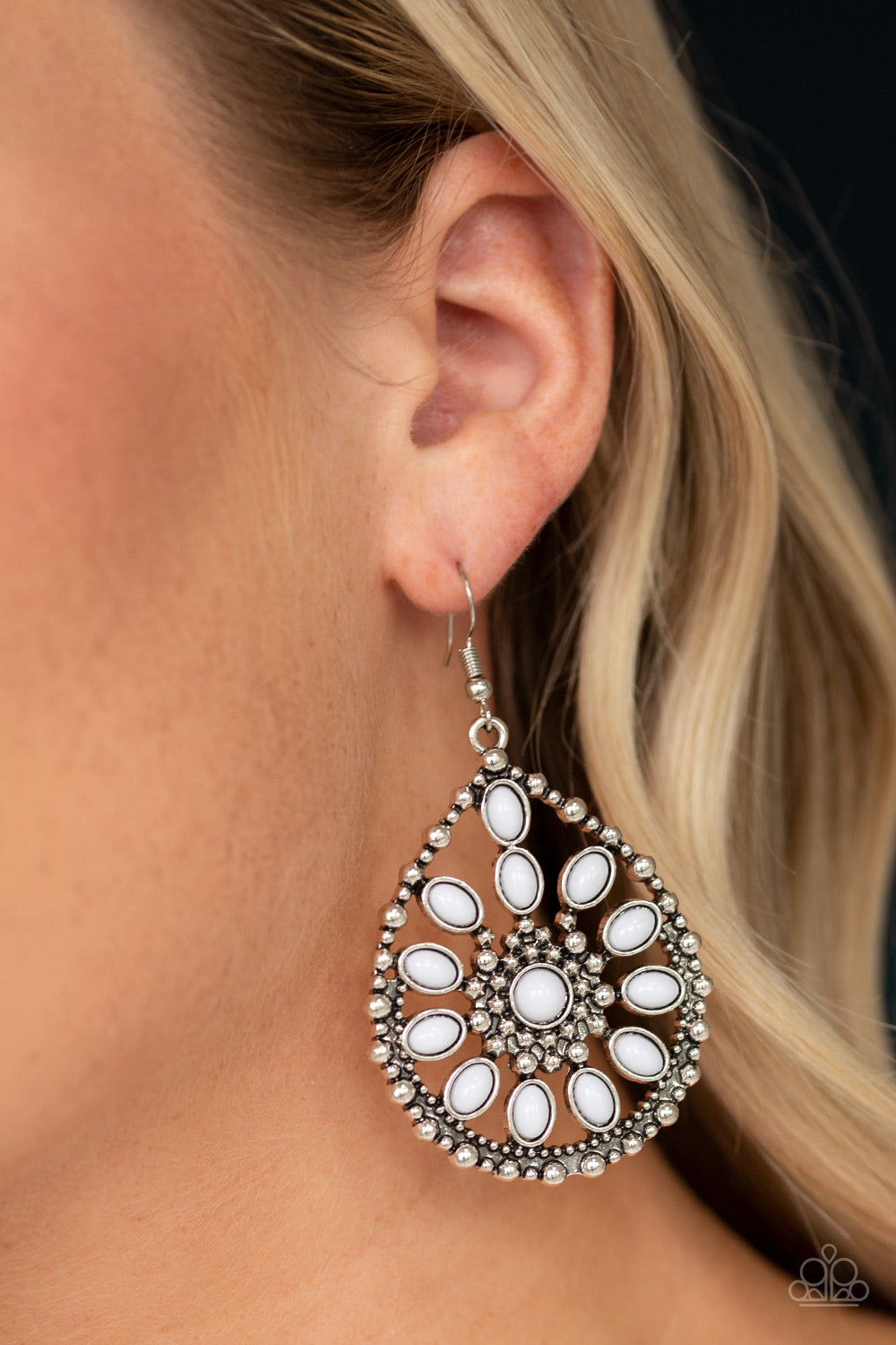 Free To Roam - White Earrings Paparazzi Accessories