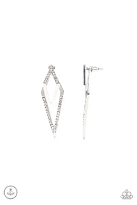 jacket,silver,white,Point Blank White Jacket Earring
