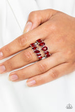 Load image into Gallery viewer, Timeless Tiers Red Rhinestone Ring Paparazzi Accessories