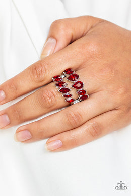 Timeless Tiers Red Rhinestone Ring Paparazzi Accessories