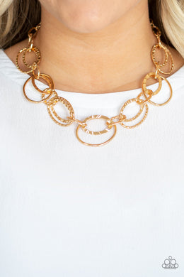 Bend OVAL Backwards - Gold Necklace Paparazzi Accessories