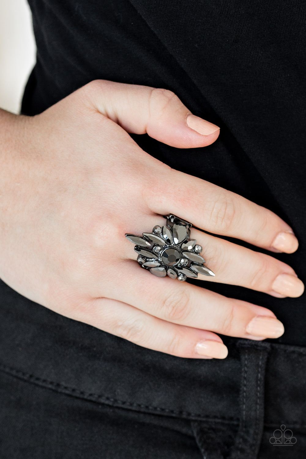 Stand Back Black Ring Paparazzi Accessories