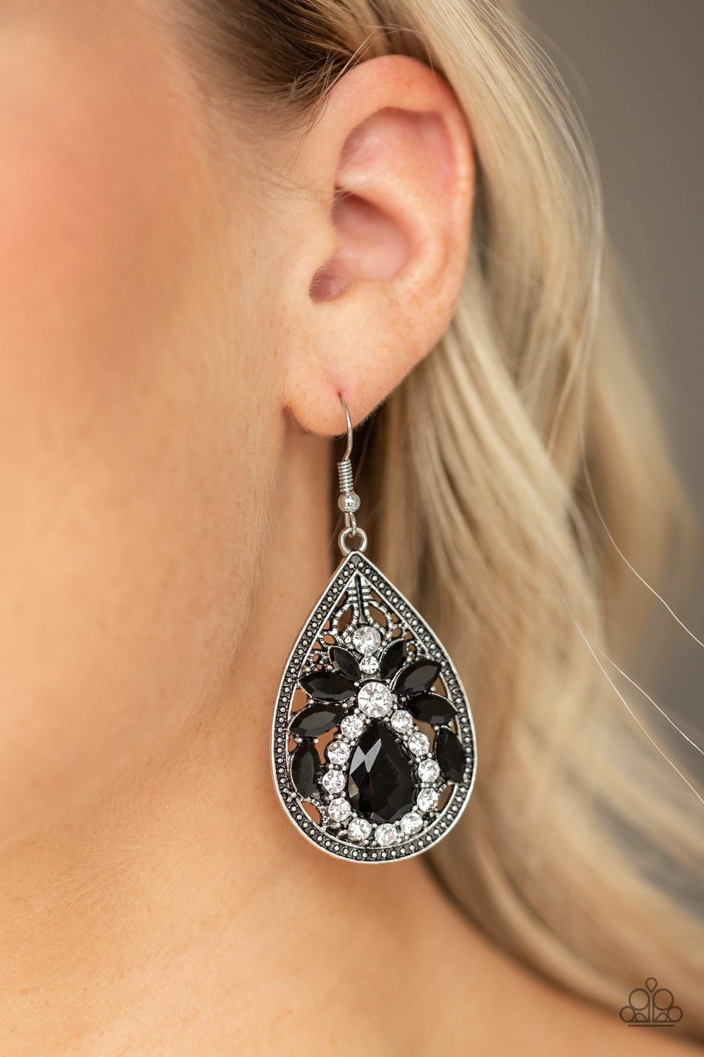 Candlelight Sparkle Black Rhinestone Earrings Paparazzi Accessories