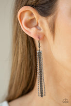 Load image into Gallery viewer, Starlit Tassels Black Earring Paparazzi Accessories