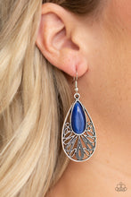 Load image into Gallery viewer, Glowing Tranquility Blue Cat&#39;s Eye Earring Paparazzi Accessories