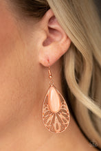 Load image into Gallery viewer, Glowing Tranquility Copper Cat&#39;s Eye Earring Paparazzi Accessories