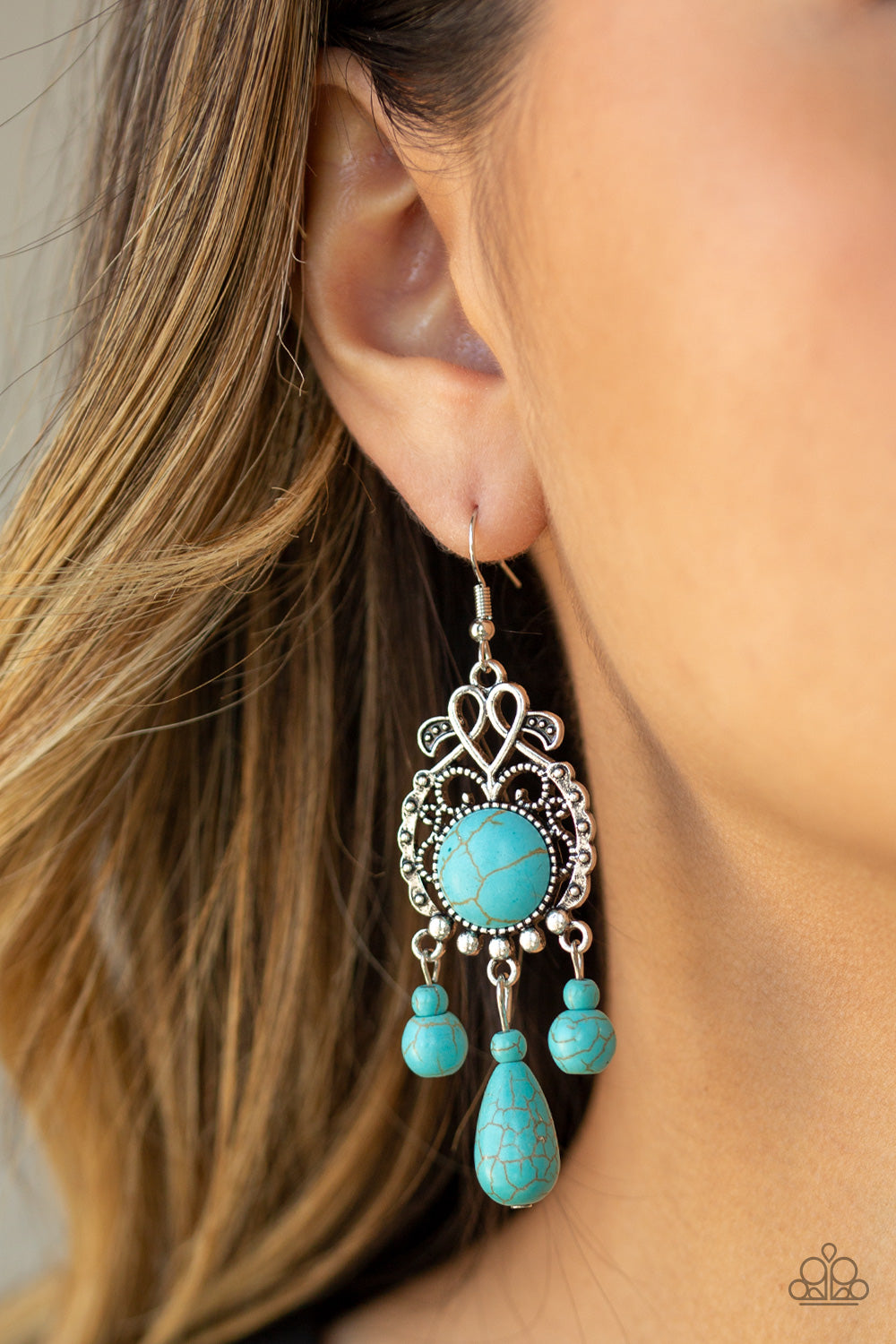 Stone Bliss - Blue Stone Earrings Paparazzi Accessories