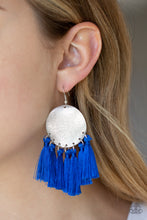 Load image into Gallery viewer, Tassel Tribute Blue Fringe Earring Paparazzi Accessories
