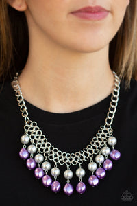 pearls,purple,short necklace,5th Avenue Fleek - Multi Pearl Necklace
