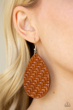 Load image into Gallery viewer, Teardrop Trend Brown Leather Earring Paparazzi Accessories