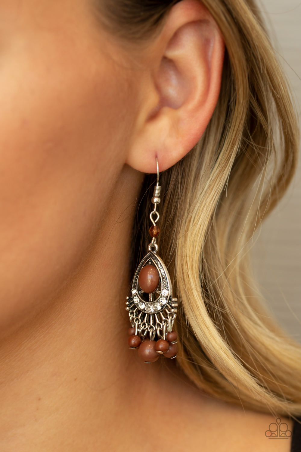 Floating On HEIR Brown Earring Paparazzi Accessories