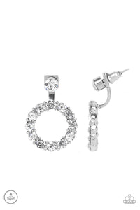 jacket,post,rhinestones,white,Diamond Halo - White Earrings
