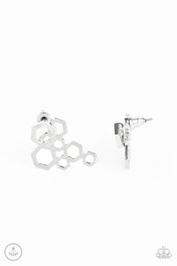 jacket,post,silver,Six-Sided Shimmer Silver Jacket Earring