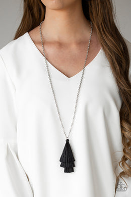 Triple the Tassel Black Fringe Necklace Paparazzi Accessories