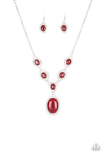 Load image into Gallery viewer, Metro Medallion Red Cat&#39;s Eye Necklace Paparazzi Accessories