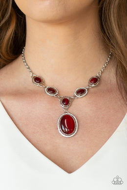 Metro Medallion Red Cat's Eye Necklace Paparazzi Accessories