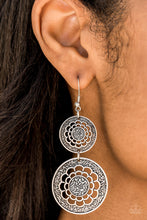 Load image into Gallery viewer, Merry Marigolds Silver Floral Earrings Paparazzi Accessories