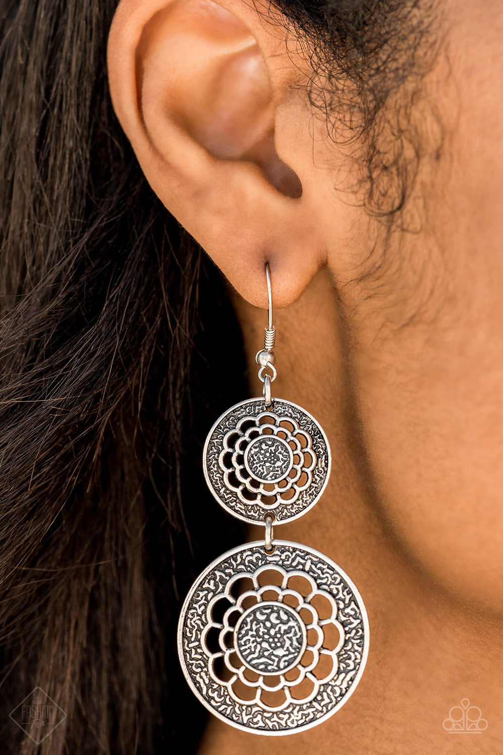Merry Marigolds Silver Floral Earrings Paparazzi Accessories