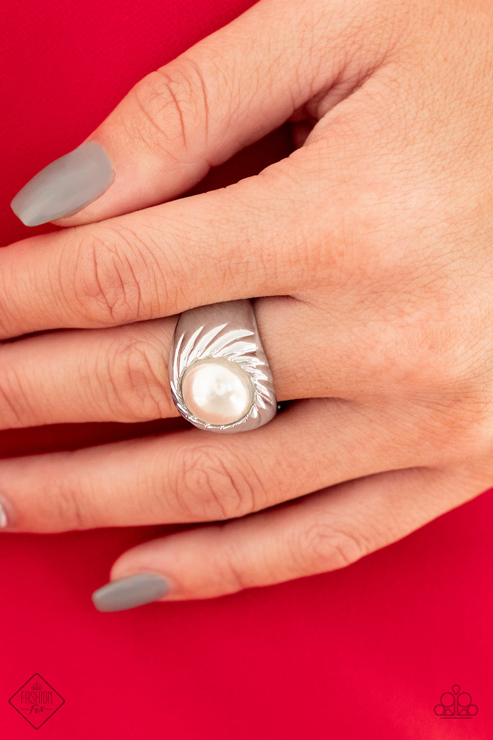 Wall Street Whimsical White Pearl Ring Paparazzi Accessories