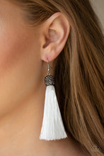 Load image into Gallery viewer, Make Room For Plume White Fringe Earrings Paparazzi Accessories