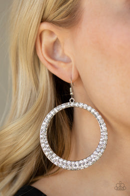 So Demanding White Earrings Paparazzi Accessories