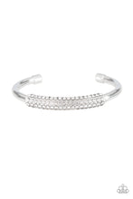 Load image into Gallery viewer, Day to Day Dazzle White Cuff Bracelet Paparazzi Accessories